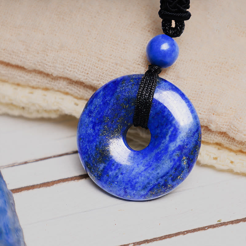 Karma Stone Lucky Coin Pendant Healing Crystal Gemstone Necklace