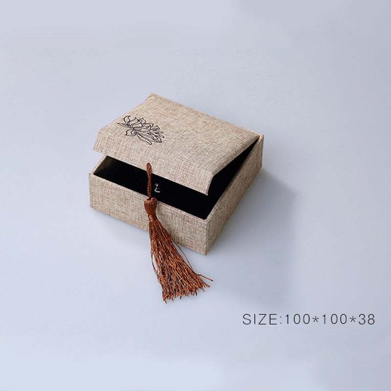 Karma Stone Lotus Pattern Jewelry Storage Box Gift Box Tassels