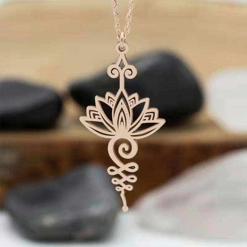 Karma Stone Lotus Luck Wealth Necklace Pendant