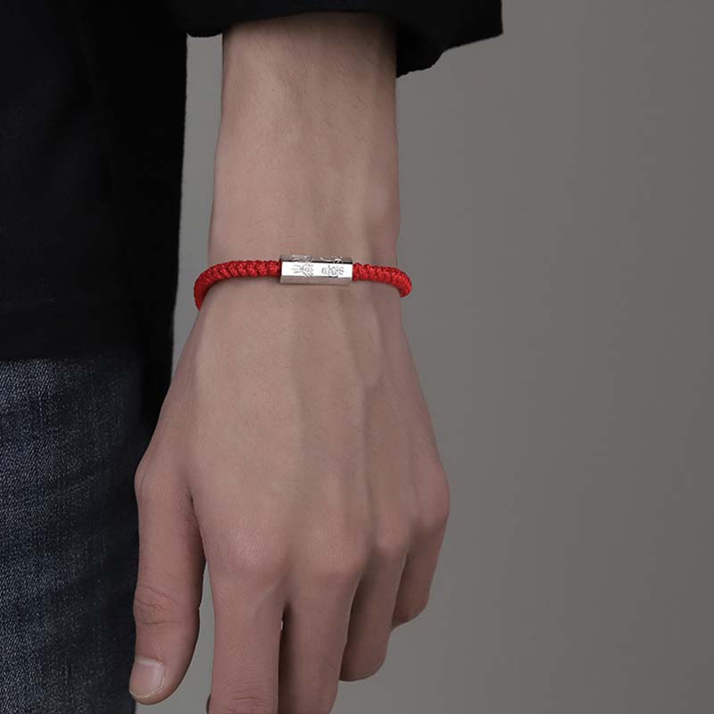 Karma Stone 925 Sterling Silver Letter Engraving Blessing String Bracelet