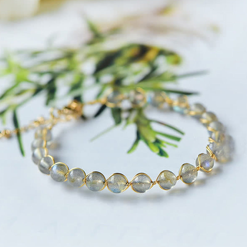 Karma Stone Natural Moonstone 14K Gold Healing Positive Bracelet