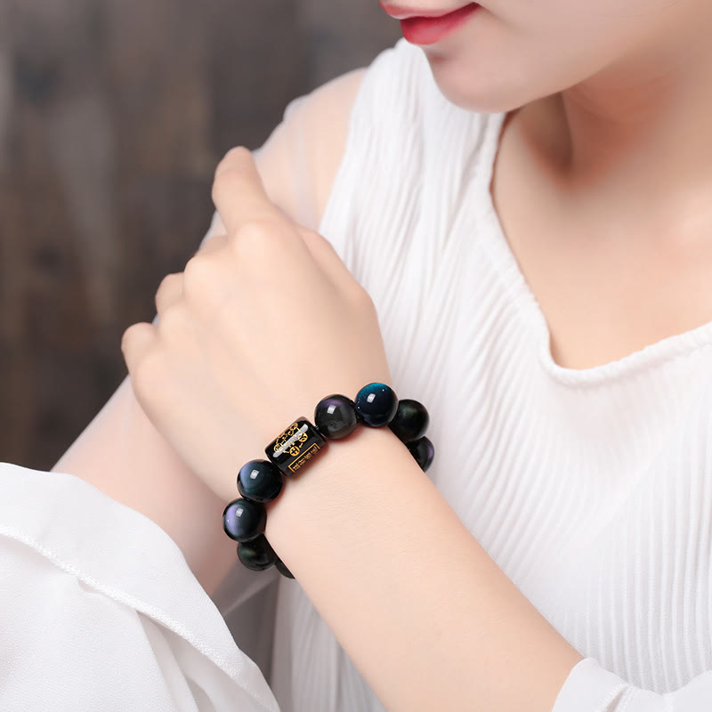 Karma Stone Natural Rainbow Obsidian Positive Transformation Bracelet