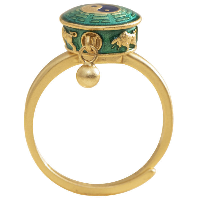 Karma Stone Yin Yang Copper Luck Wealth Rotatable Ring