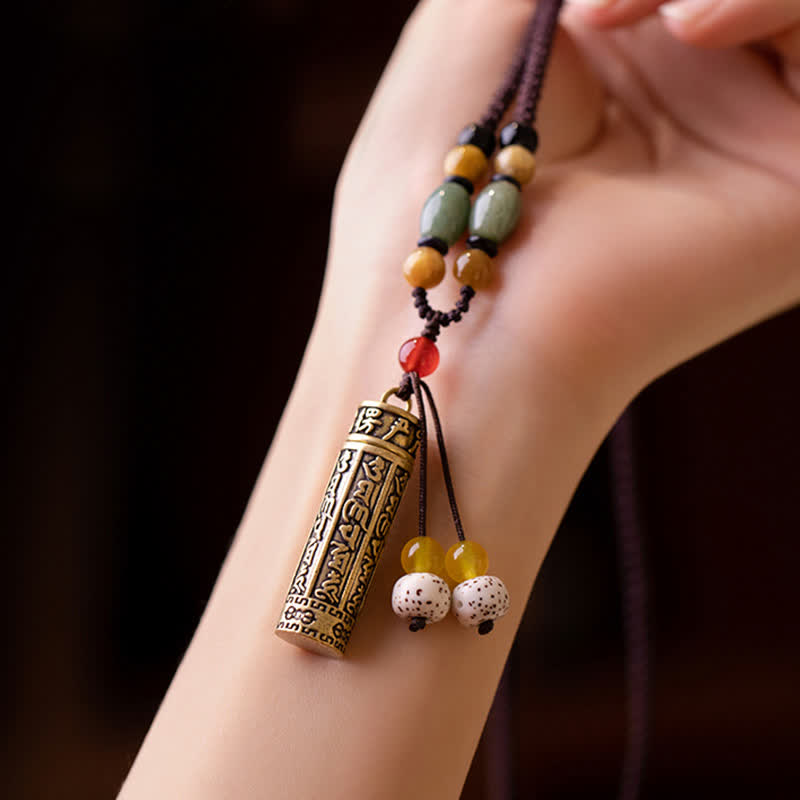 Karma Stone Tibet Om Mani Padme Hum Agate Shurangama Sutra Protection Necklace Pendant