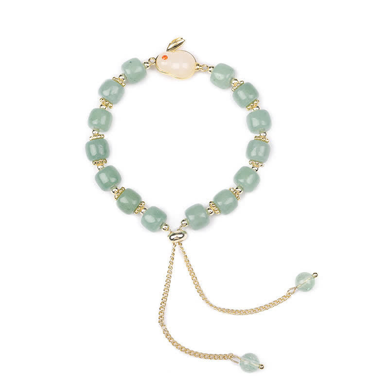 Karma Stone Year of the Rabbit Natural Green Aventurine Luck Bead Bracelet