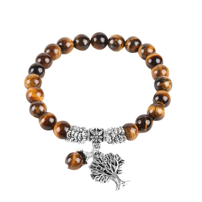 Karma Stone Natural Gemstone Tree of Life Lucky Charm Stretch Bracelet