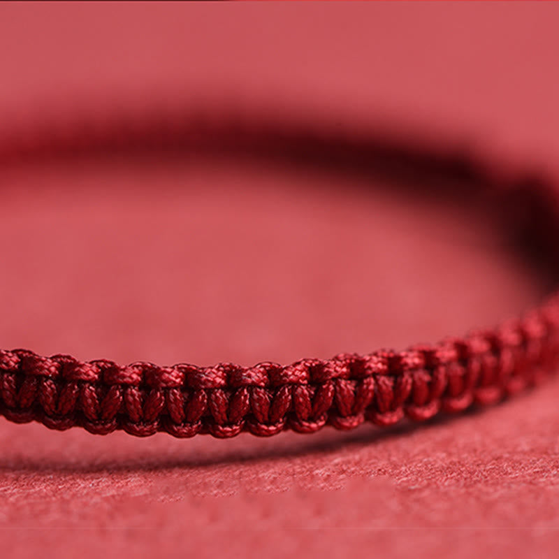 Karma Stone Four Leaf Clover Five-petal Flower Cinnabar Blessing Red String Bracelet