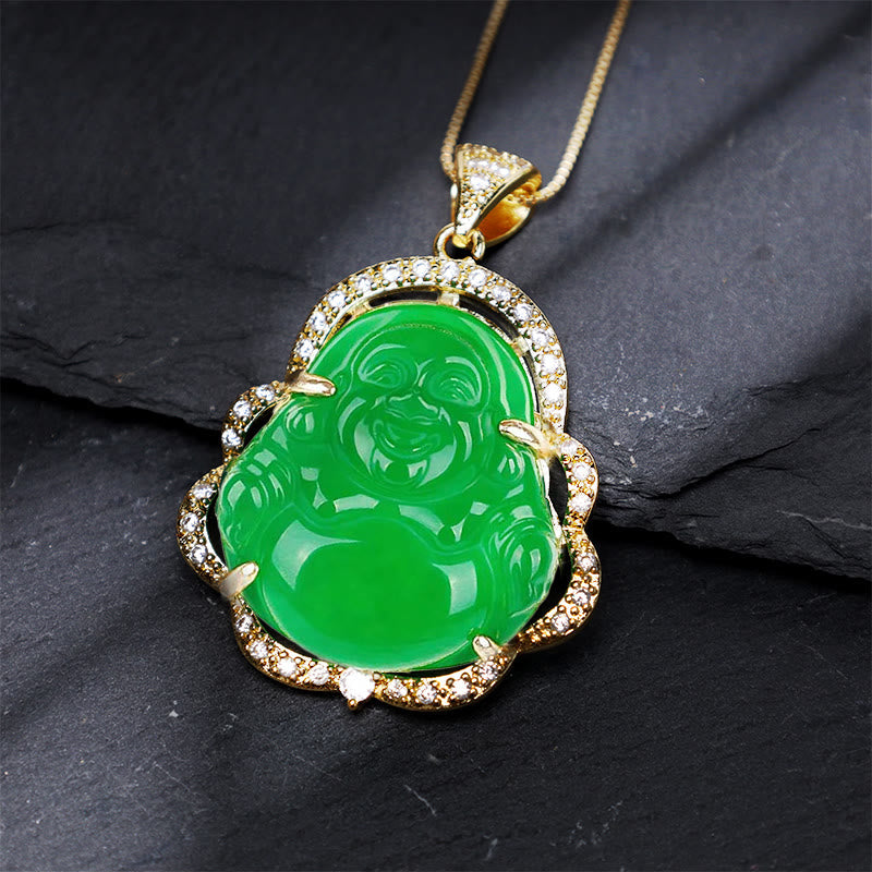 Karma Stone Good Luck Laughing Buddha Necklace