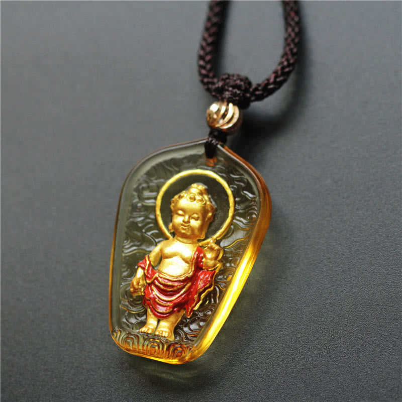 Karma Stone Tibetan Buddha Liuli Crystal Serenity Necklace Pendant