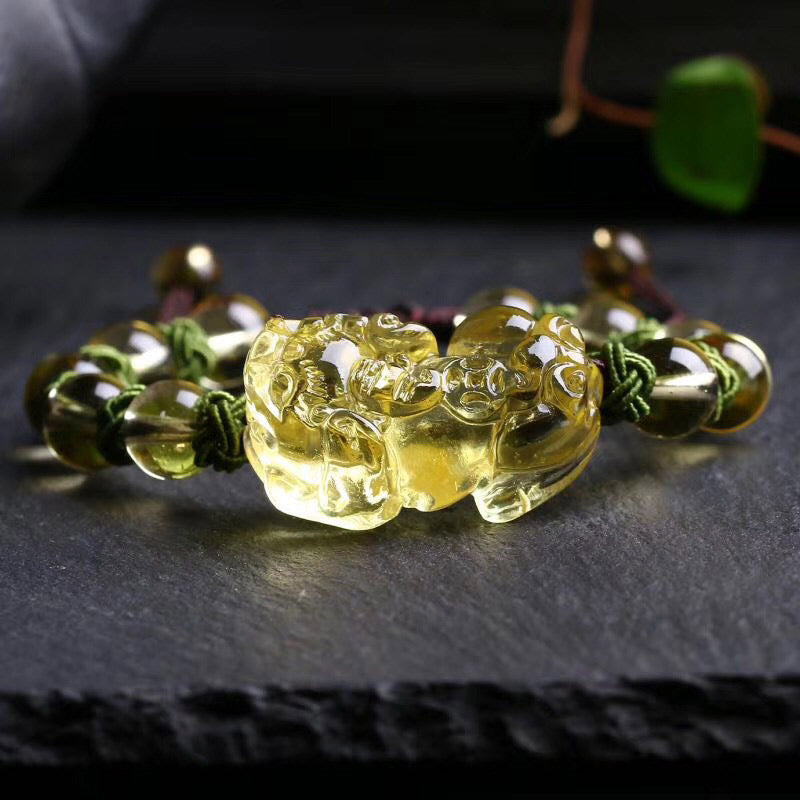 Karma Stone Natural Citrine Pixiu Wealth Protection Bracelet