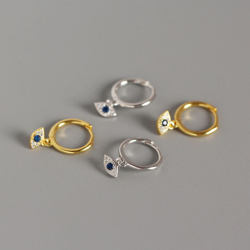 Karma Stone 925 Sterling Silver Evil Eye Blessing Protection Stud Earrings