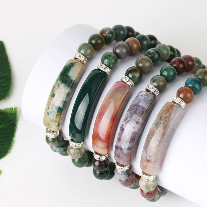 Karma Stone Natural Quartz Love Heart Healing Beads Bracelet