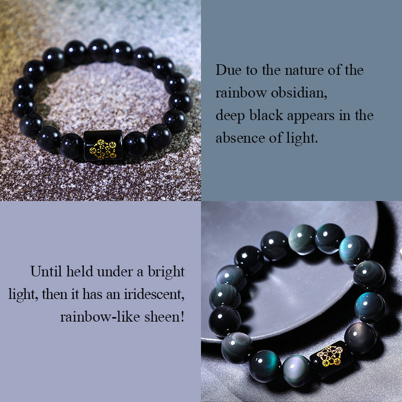 Karma Stone Natural Rainbow Obsidian Positive Transformation Bracelet