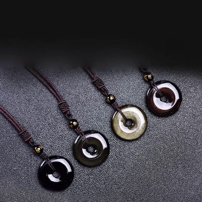 Karma Stone Tibetan Obsidian Protection Necklace