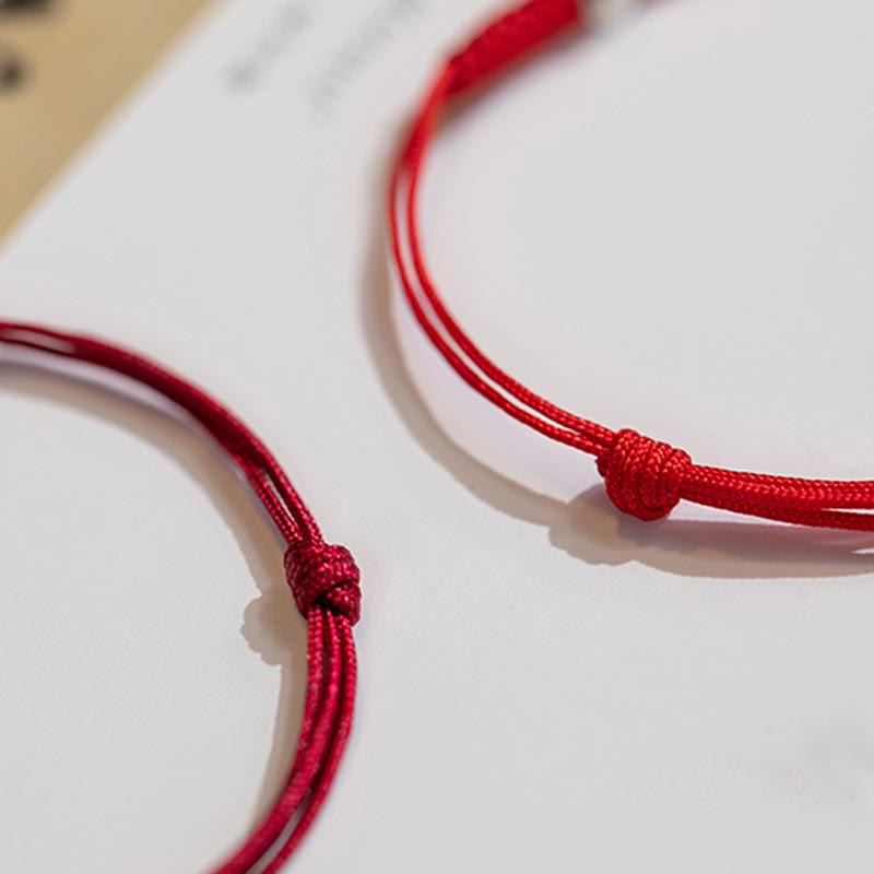 Karma Stone 925 Sterling Silver Luck Bead Protection Red String Braided Bracelet