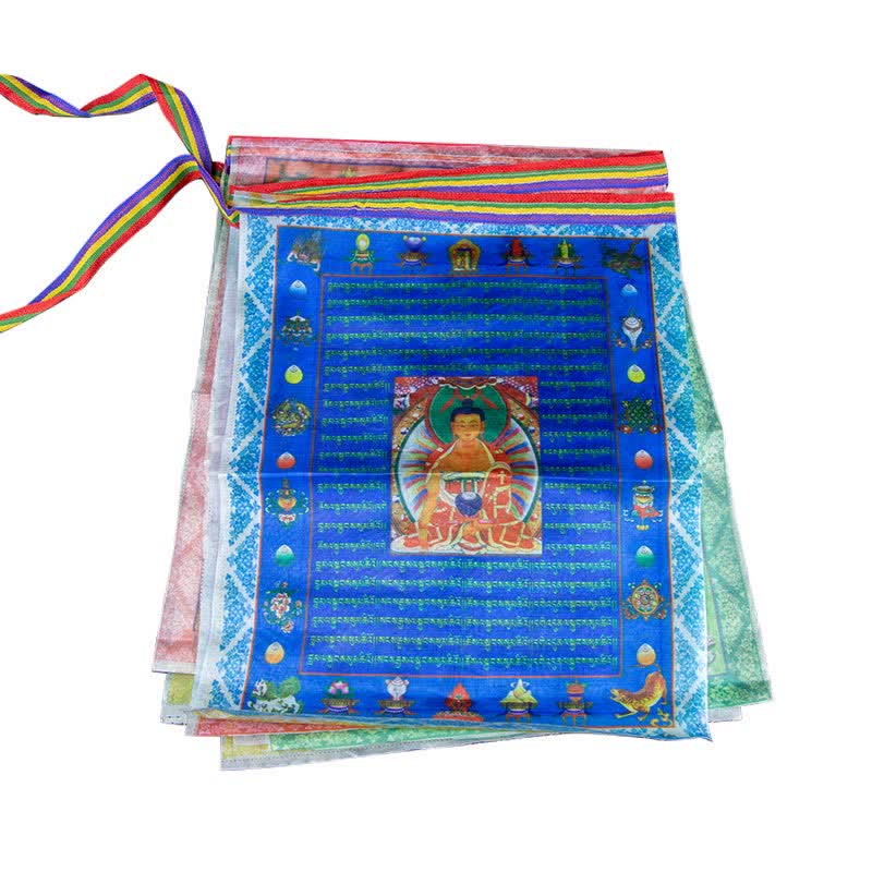 Karma Stone Tibetan 5 Colors Windhorse Buddha Tara Scriptures Healing Auspicious Outdoor Prayer Flag