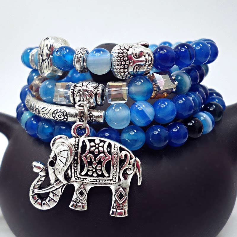 Karma Stone Natural Agate Elephant Buddha Hope Bracelet