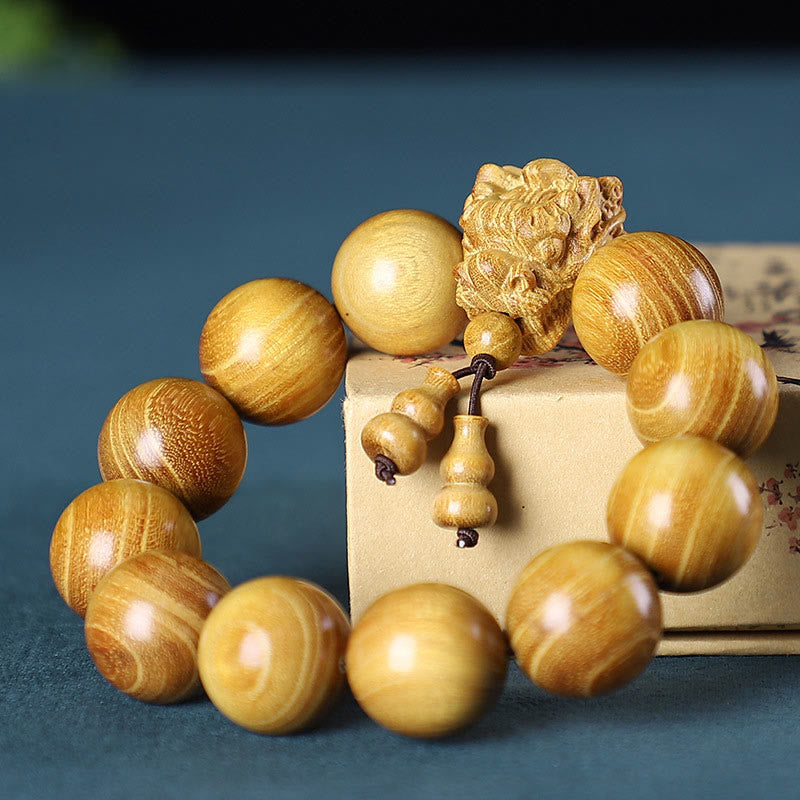 Karma Stone Rosewood Green Sandalwood Small Leaf Red Sandalwood Agarwood Dragon Carved Protection Bracelet
