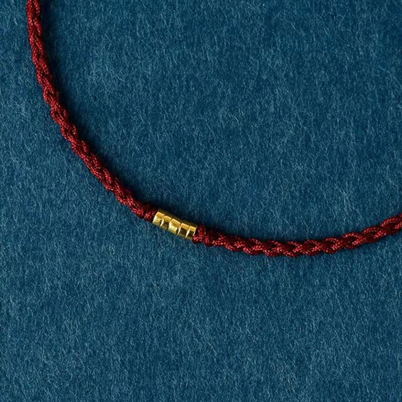 Karma Stone 925 Sterling Silver Lucky Golden Bead Braided String Bracelet Anklet