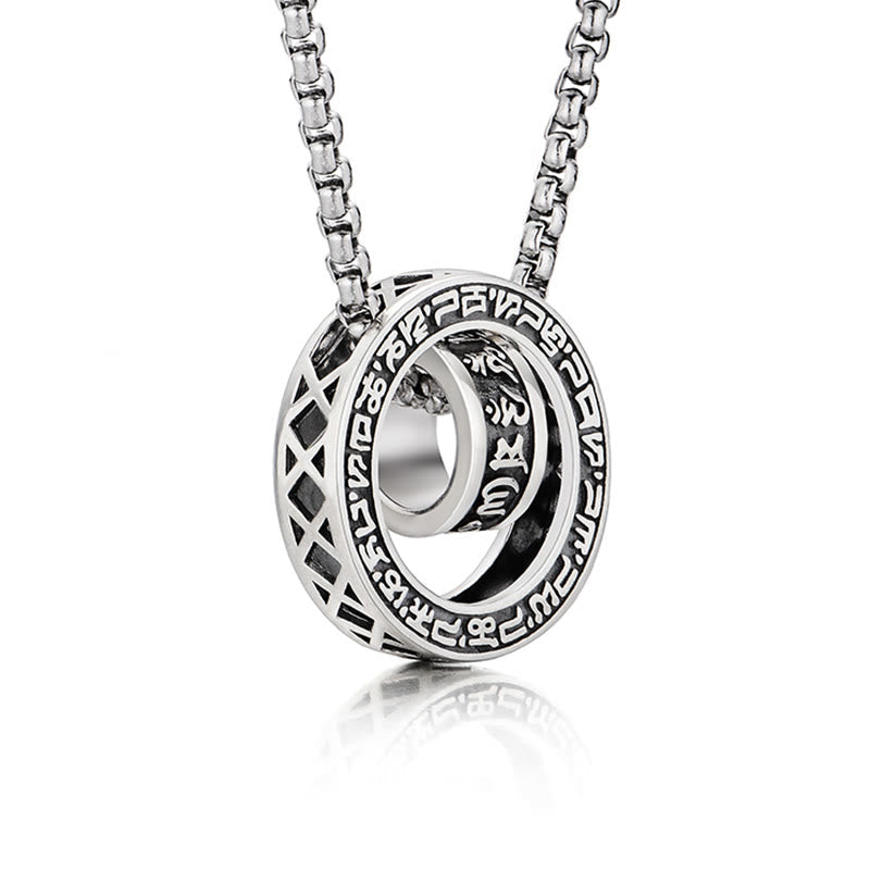 Karma Stone Tibetan Om Mani Padme Hum Carved Peace Purity Chain Necklace Pendant