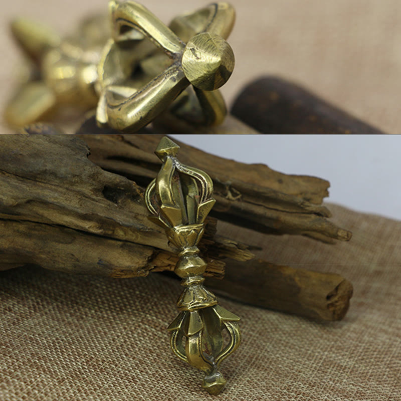 Karma Stone Handcrafted Nepal Small Five Prong Vajra Dorje Strength Copper Decoration
