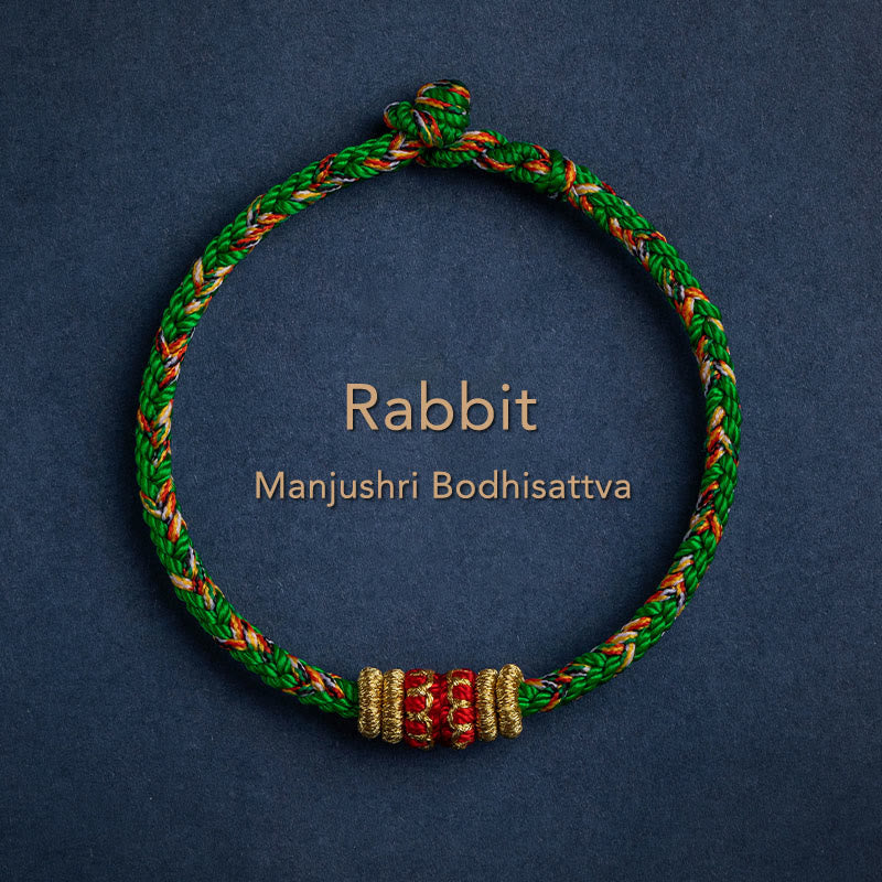 Karma Stone Tibet Handmade Chinese Zodiac Natal Buddha Luck Strength Braided String Bracelet