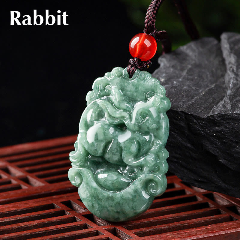 Karma Stone Natural Jade 12 Chinese Zodiac Prosperity Necklace Pendant