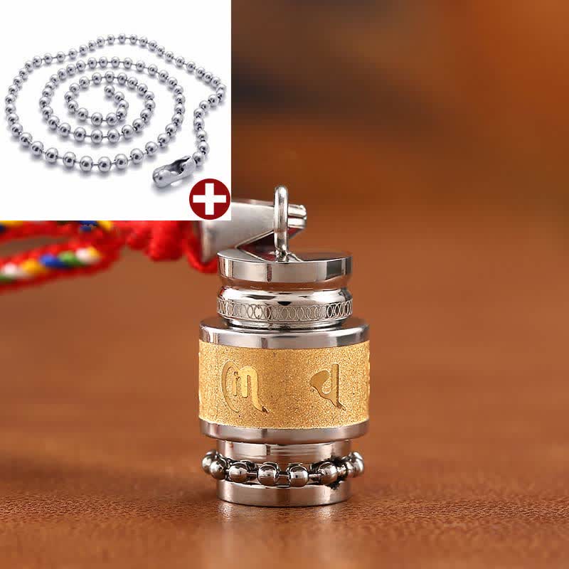 Karma Stone Tibet Om Mani Padme Hum Shurangama Mantra Titanium Steel Wisdom Amulet Necklace Pendant