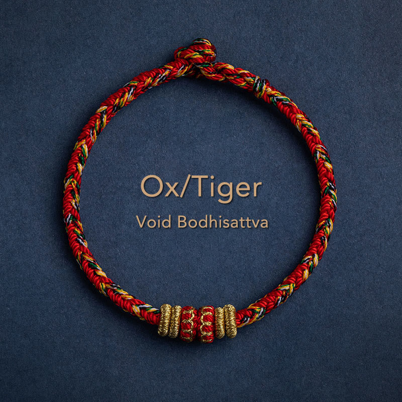 Karma Stone Tibet Handmade Chinese Zodiac Natal Buddha Luck Strength Braided String Bracelet