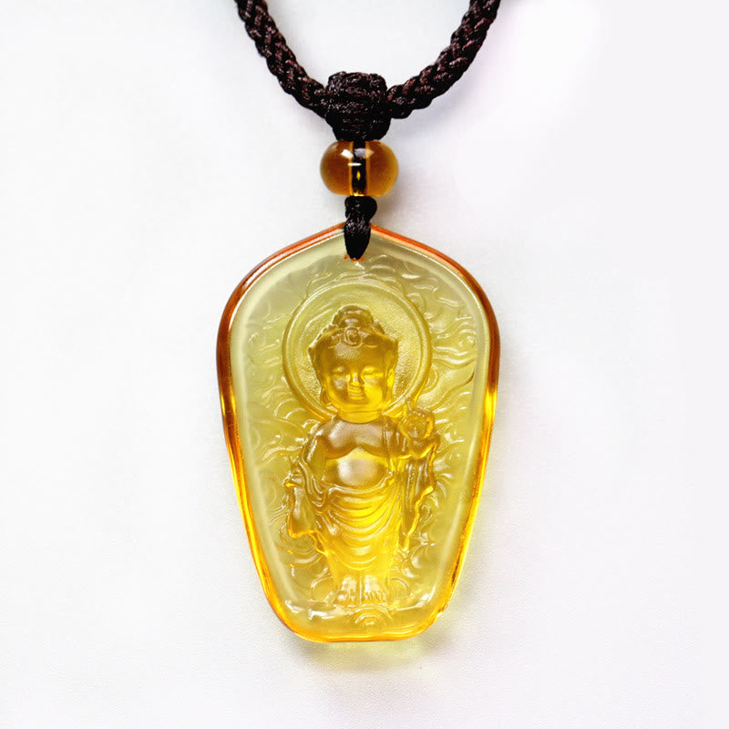 Karma Stone Tibetan Buddha Liuli Crystal Serenity Necklace Pendant