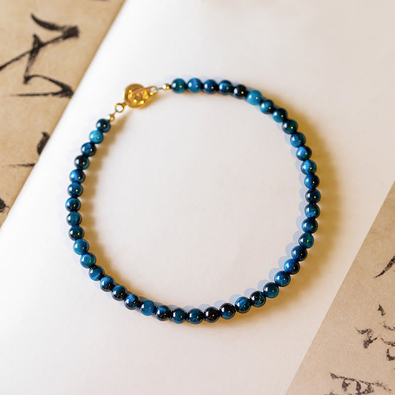 Karma Stone Natural Blue Tiger Eye Stone Protection Chain Bracelet