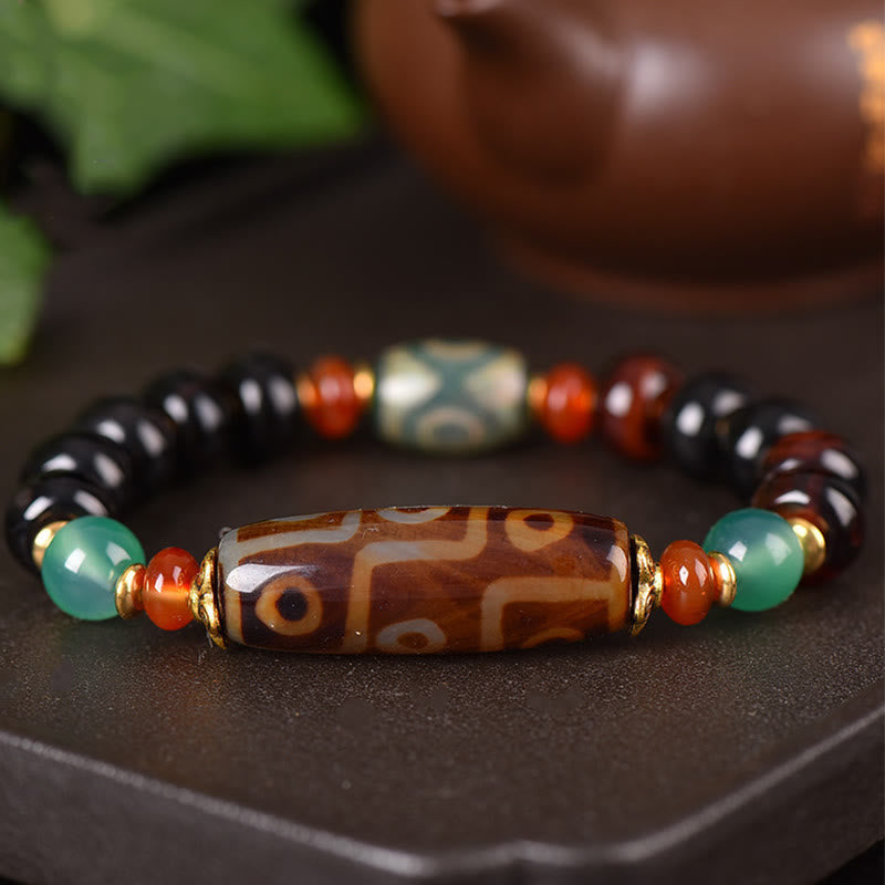 Karma Stone Tibetan Natural Nine-Eye Dzi Bead Three-eyed Dzi Bead Protection Bracelet