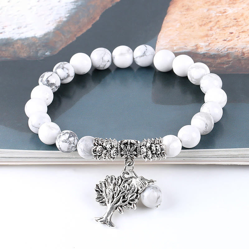 Karma Stone Natural Gemstone Tree of Life Lucky Charm Stretch Bracelet