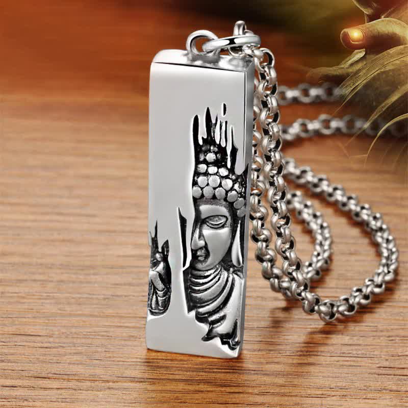 Karma Stone Tathagata Buddha Strength Protection Amulet Lucky Pendant Necklace