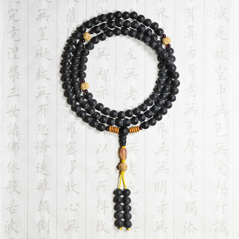 Karma Stone Tibetan Mala Cypress Bodhi Seed Red Agate Healing Bracelet
