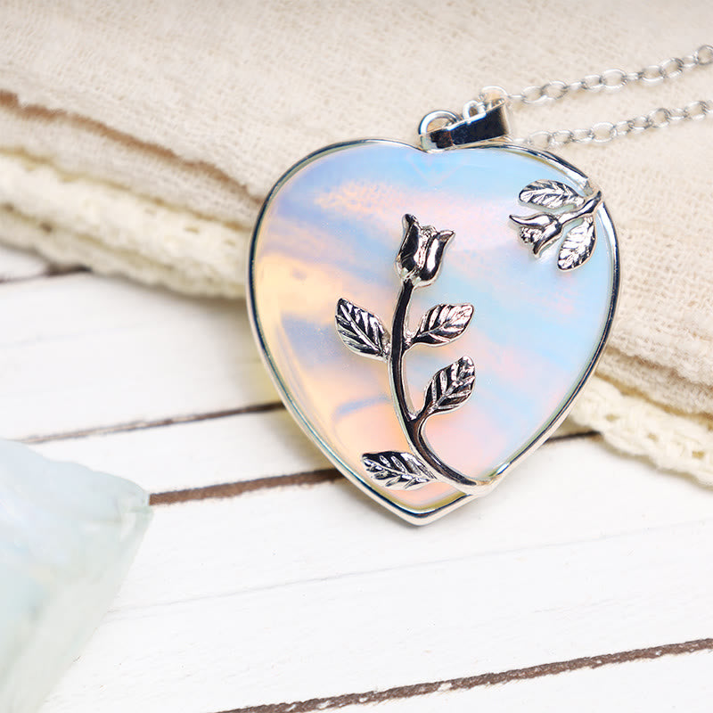 Karma Stone Natural Healing Crystals Heart Pendant Necklaces