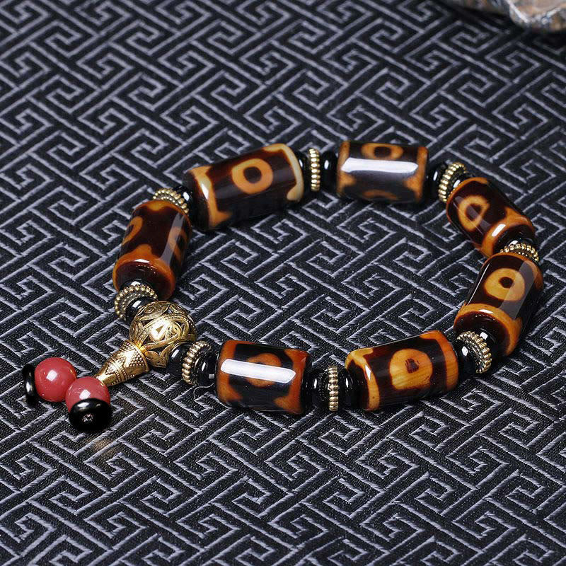 Karma Stone Tibetan Nine-Eye Dzi Bead Fortune Charm Bracelet