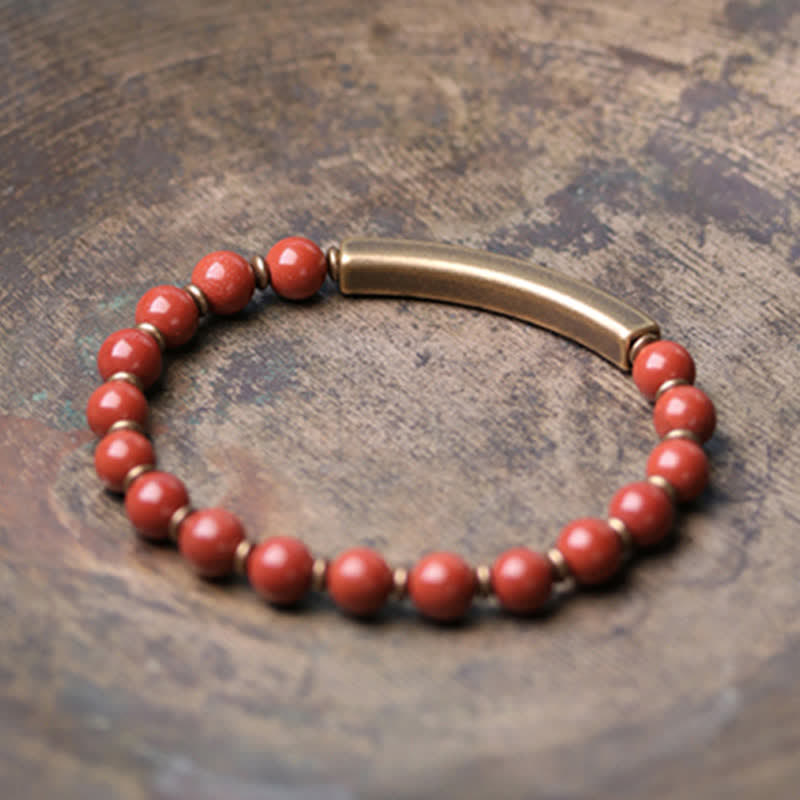 Karma Stone Red Jasper Moss Agate Black Obsidian Crystal Copper Peace Couple Bracelet