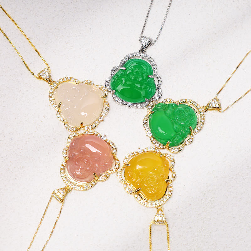 Karma Stone Good Luck Laughing Buddha Necklace
