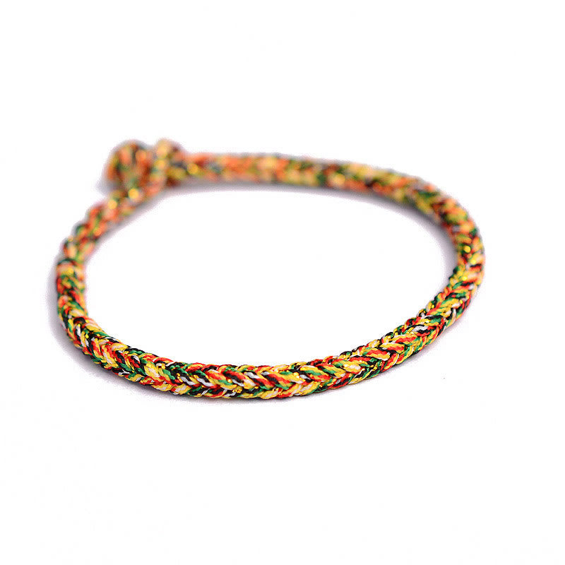 Karma Stone Tibetan handmade eight-thread peace knot protective woven Tibetan red string bracelet