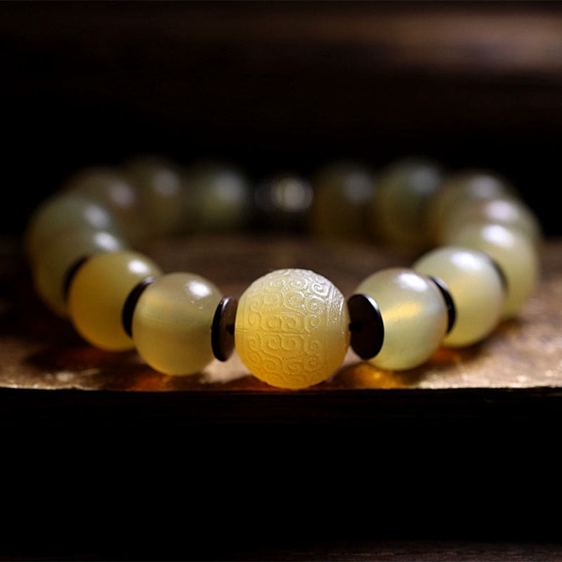 Karma Stone Handmade Tibetan Sheep Horn Om Mani Padme Hum Auspiciousness Bracelet