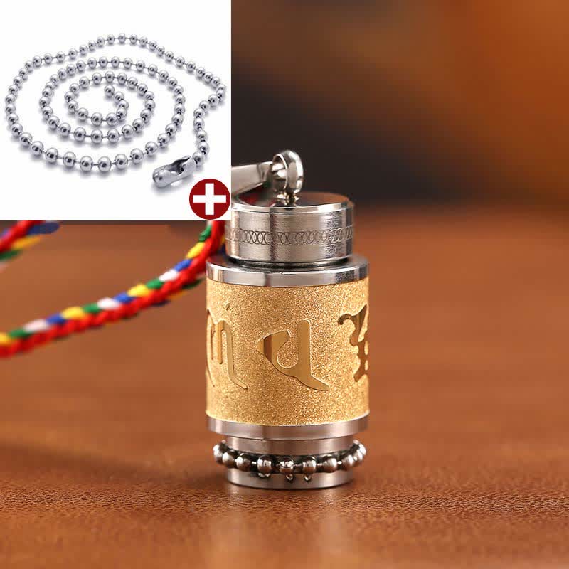Karma Stone Tibet Om Mani Padme Hum Shurangama Mantra Titanium Steel Wisdom Amulet Necklace Pendant