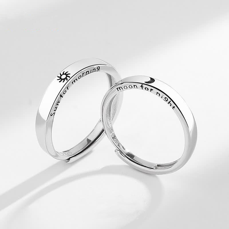 Karma Stone 925 Sterling Silver Sun Moon Protection Adjustable Couple Ring