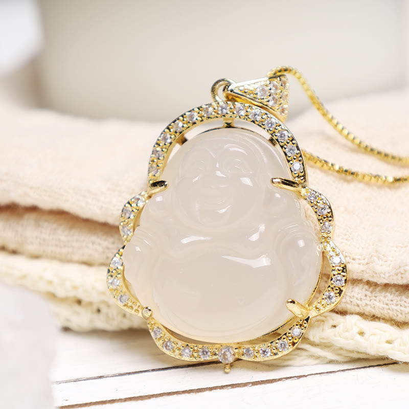 Karma Stone Good Luck Laughing Buddha Necklace