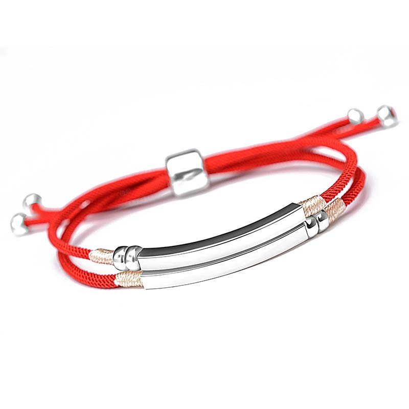 Karma Stone 925 Sterling Silver Red String Layered Braid Bracelet