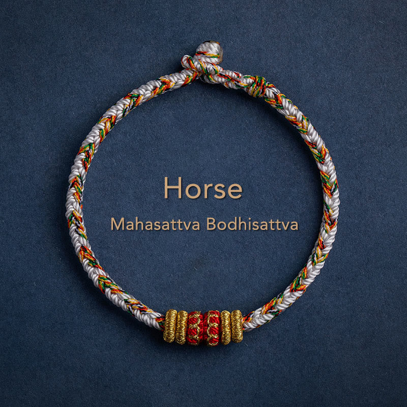 Karma Stone Tibet Handmade Chinese Zodiac Natal Buddha Luck Strength Braided String Bracelet