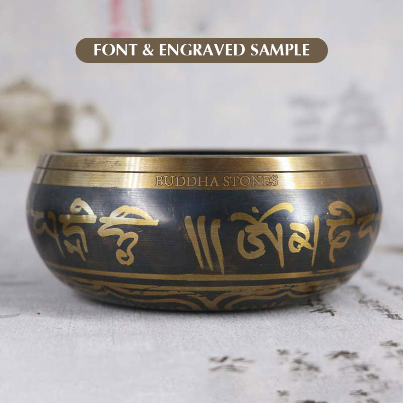 Karma Stone Tibetan Meditation Bowl for Healing and Mindfulness Om Mani Padme Hum Singing Bowl