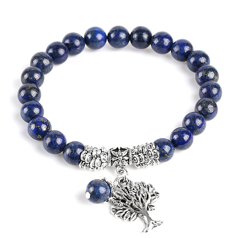 Karma Stone Natural Gemstone Tree of Life Lucky Charm Stretch Bracelet