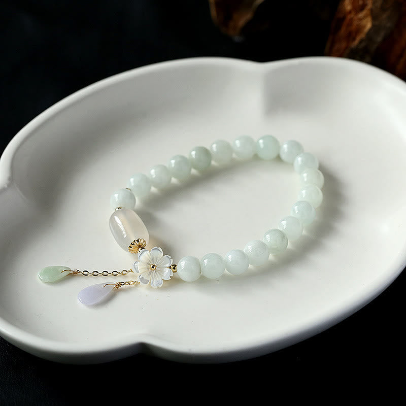 Karma Stone Natural White Jade Luck Bracelet