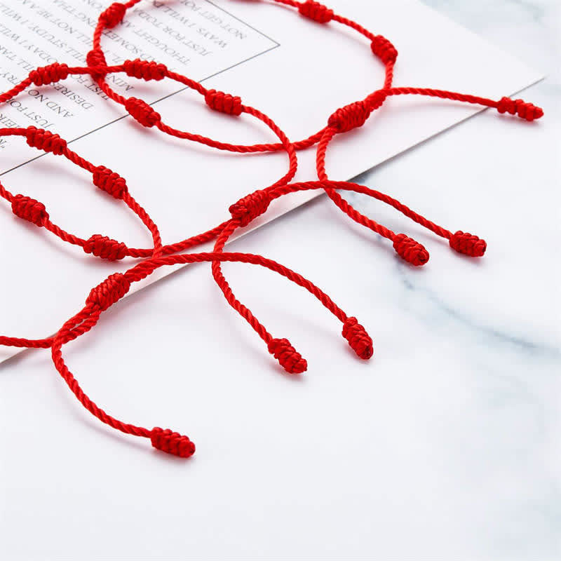 Karma Stone 4Pcs Evil Eye Seven Knot Red String Protection Bracelet